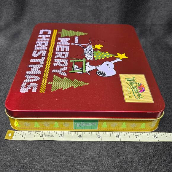 Whitman's Sampler Snoopy Red Merry Christmas Storage Container Peanuts Tin - Picture 9 of 11